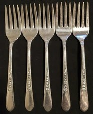 International Silver Rogers Silverplate 1941 Priscilla Lady Ann 5 Salad Forks 