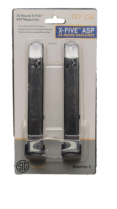 Sig Sauer X-Five ASP Magazine 2 Pack .177 Caliber 20 Rounds AMPC-177-20X