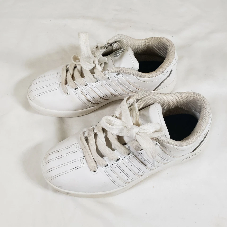 Tenis clásicos de cuero blanco K-Swiss 53643-131 niños niñas jóvenes talla 1 Foto 4 de 4
