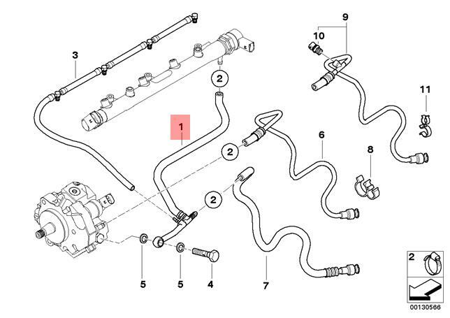 Genuine BMW E46 Compact Fuel Injection System Return Line OEM 