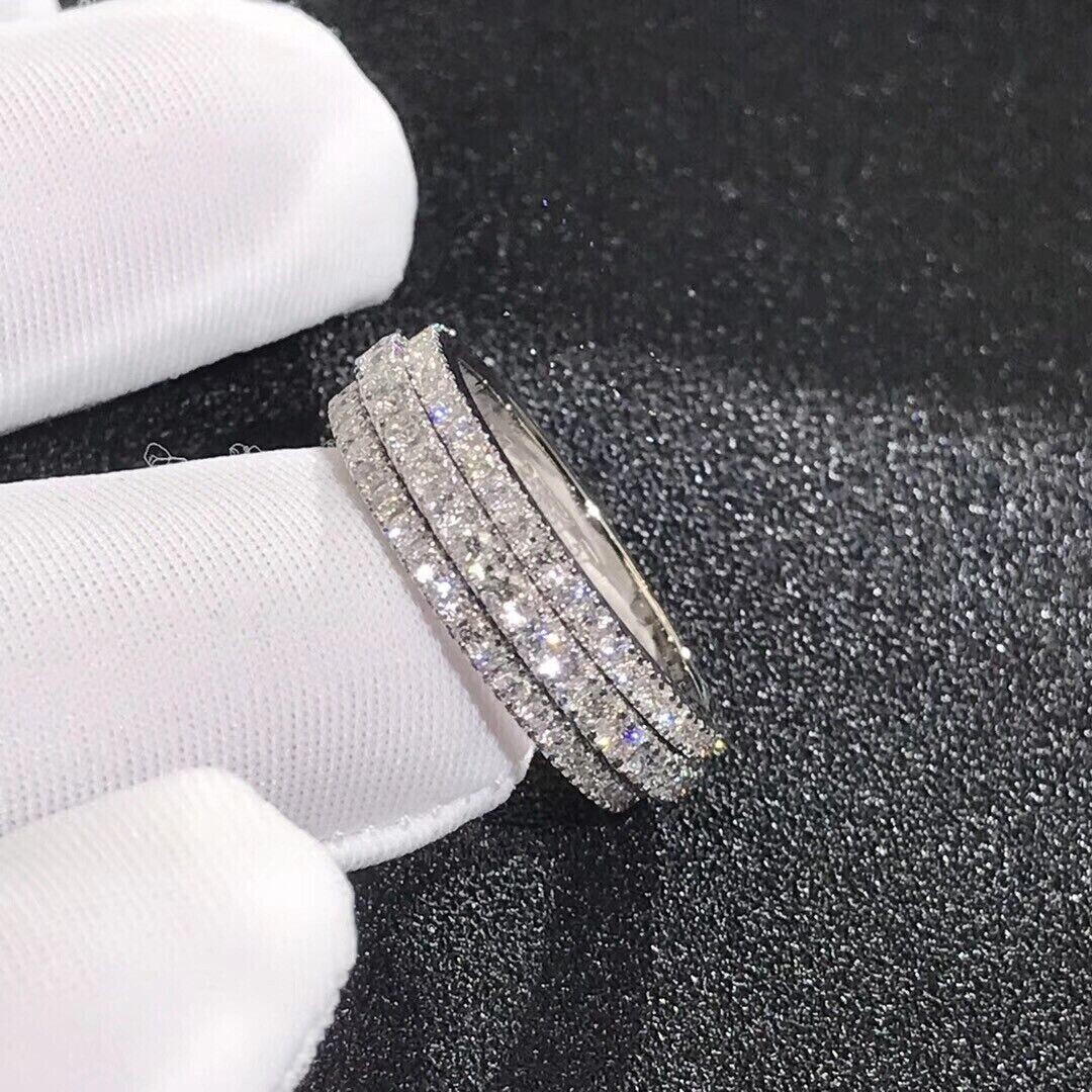 2.5CT Round Moissanite Eternity Wedding Band in 14K White Gold-image