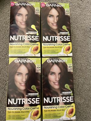 4x Garnier Nutrisse Permanent Nourishing Color, chocolate Chestnut  Brown 434