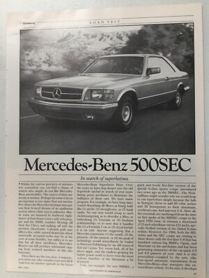 MBRT121 Article Road Test 1984 Mercedes Benz 500SEC May 1984 5 page