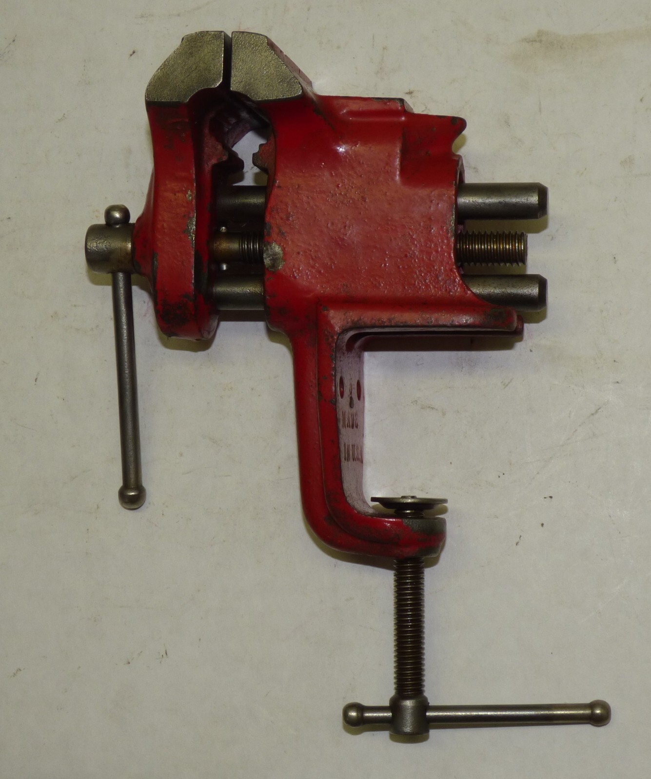 Vintage Cast Iron Utility Machinist Bench Vise Screw Clamp-On Made in USA Sears