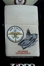 Uss Essex Cv-cva-cvs-9 Aircraft Carrier Zippo Mib Brushed Chrome