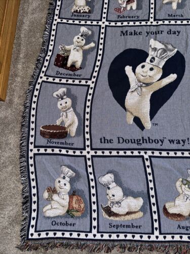 Pillsbury Doughboy Danbury Mint Month Throw Tapestry 72" x 54" Blues - Picture 2 of 11