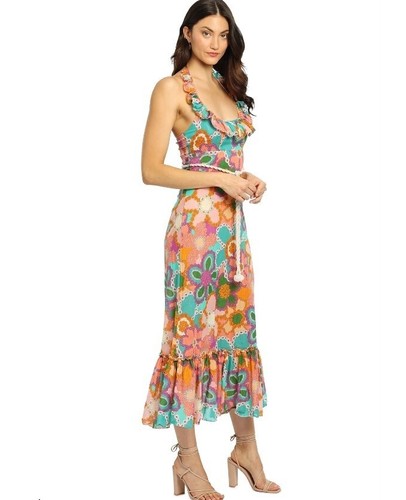 ZIMMERMANN Lola Frill Picnic Dress Sz 0 AU 8 US 4 UK 8 Long Midi 70s print - Picture 2 of 23