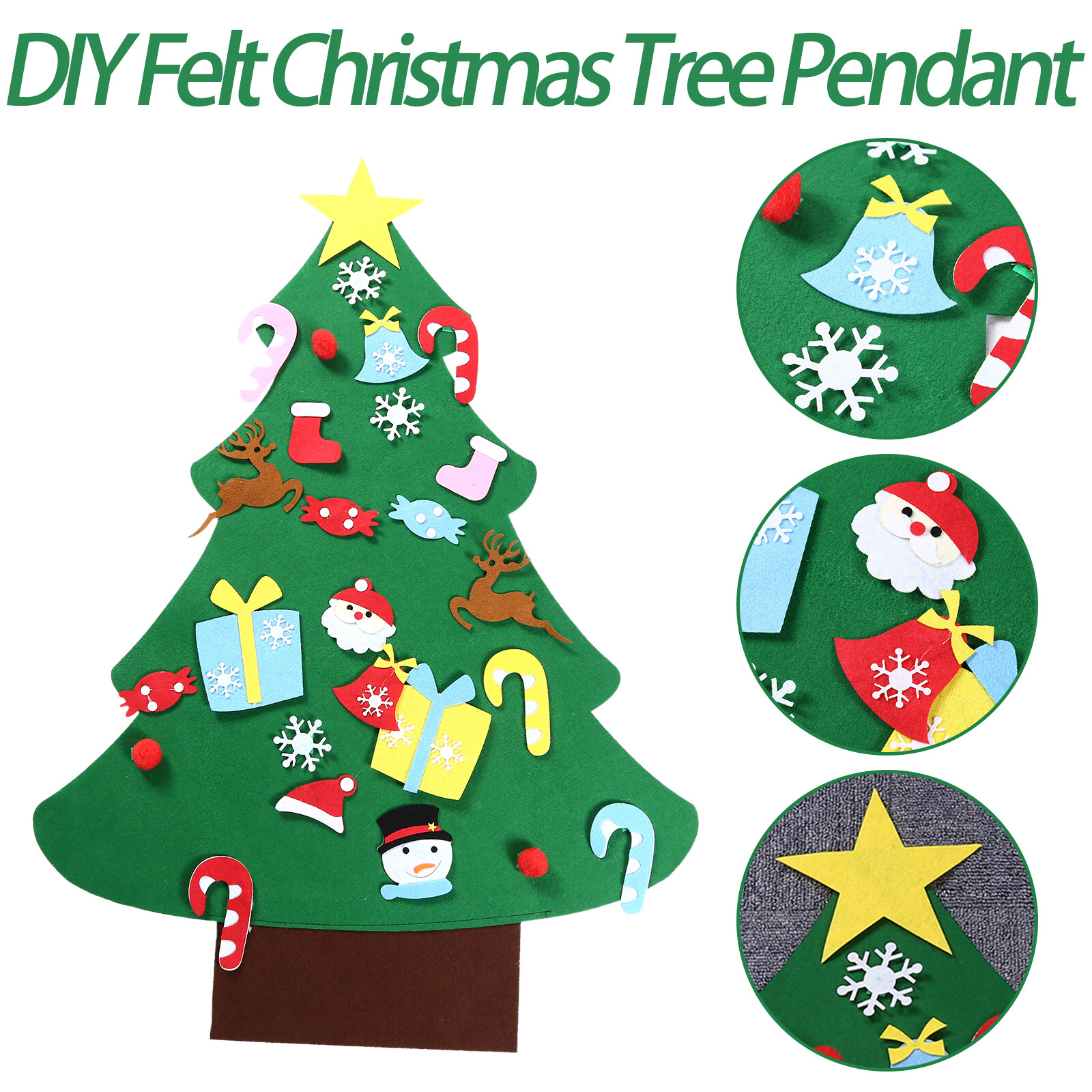DIY Felt Christmas Tree Plush Snowman Ornaments Wall Christmas Tree for