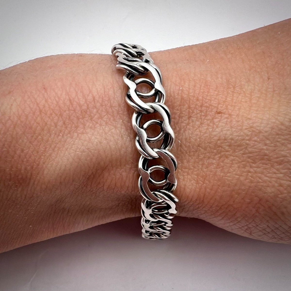 Nice Vintage Sterling Silver 925 Chain Bracelet Men Jewelry