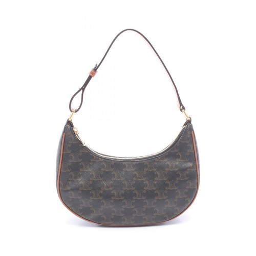 CELINE AVA Triomphe Shoulder Bag 193952BZJ.04LU canvas leather Black Brown Used