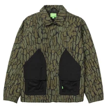 HUF Hudson Camo Work Jacket Bark Canvas Chore Skater Streetwear Quilted Sz M