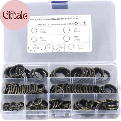 #ad 110PCS 8 Sizes Crush Washer Oil Drain Plug Gasket M6 M8 M10 M12 M14 M16 M18 M20 $25.41