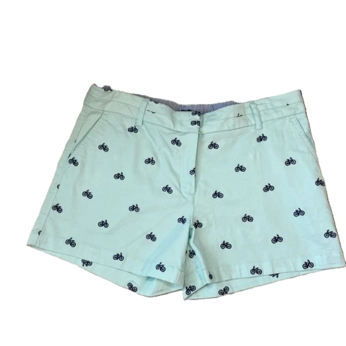 Whimsical Chino Walking Shorts Mint British Khaki Bicycle Women Sz 8 Preppy Golf - Image 2 of 4