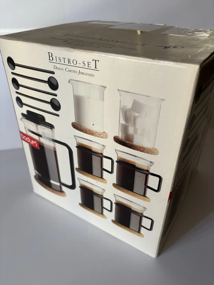 Vtg NEW Bodum 12 Piece Carsten Jorgensen Bistro French Press Cups Sugar Creamer - Image 2 of 4