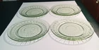 Anchor Hocking Green Uranium Depression Glass Block Optic Dinner Plates Set of 4