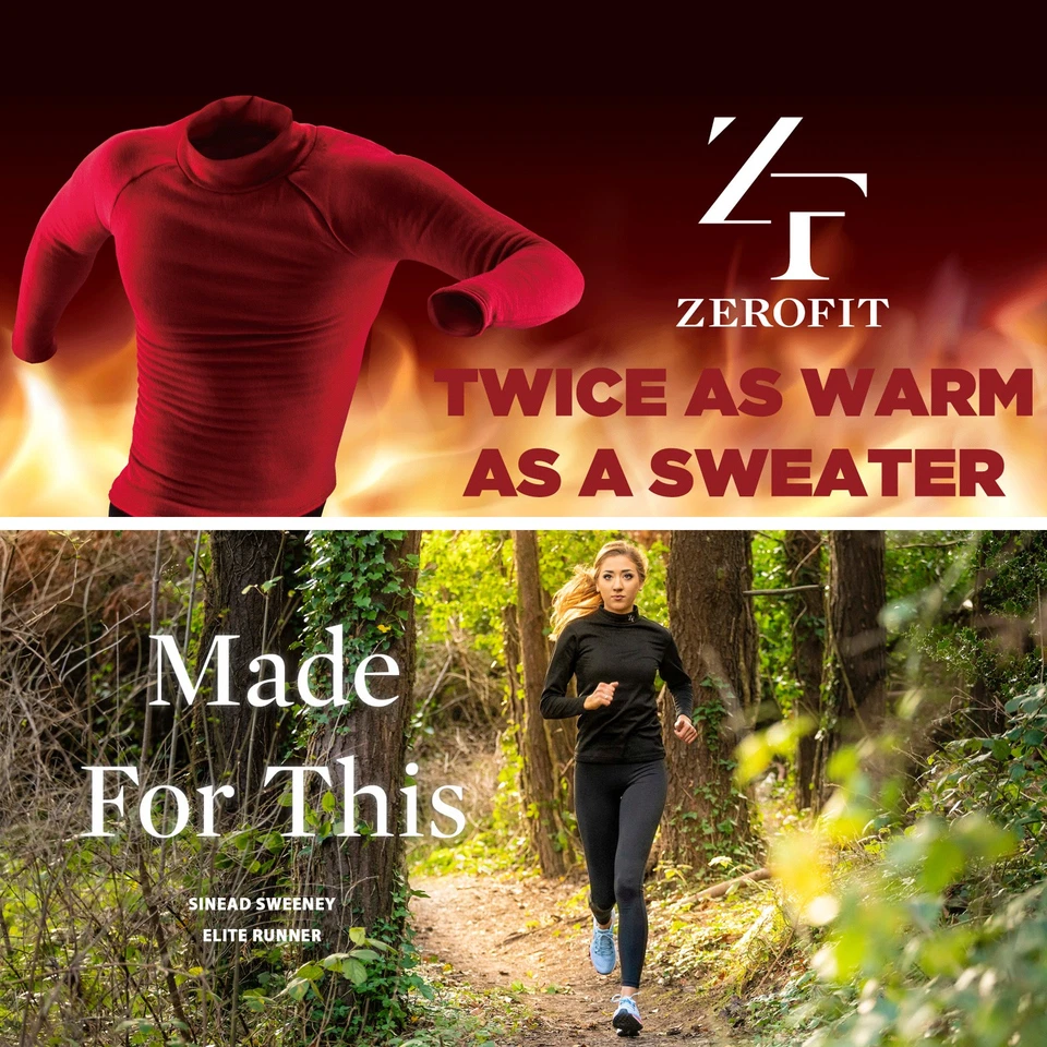 Zerofit Heatrub ULTIMATE Long Sleeve Base Layer Golf Motorcycle Hiking Bike Walk - Image 3 of 3
