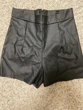 Windsor Women’s Black Shorts 2” Inseam Fake Leather High Waist Zipper
