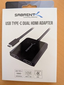 SABRENT USB-C to Dual HDMI Adaptor 4K
