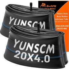 2-PCS 20x4 Heavy Duty Fat Tire Tubes Schrader Valve Butyl Rubber 20 Bike Tub...