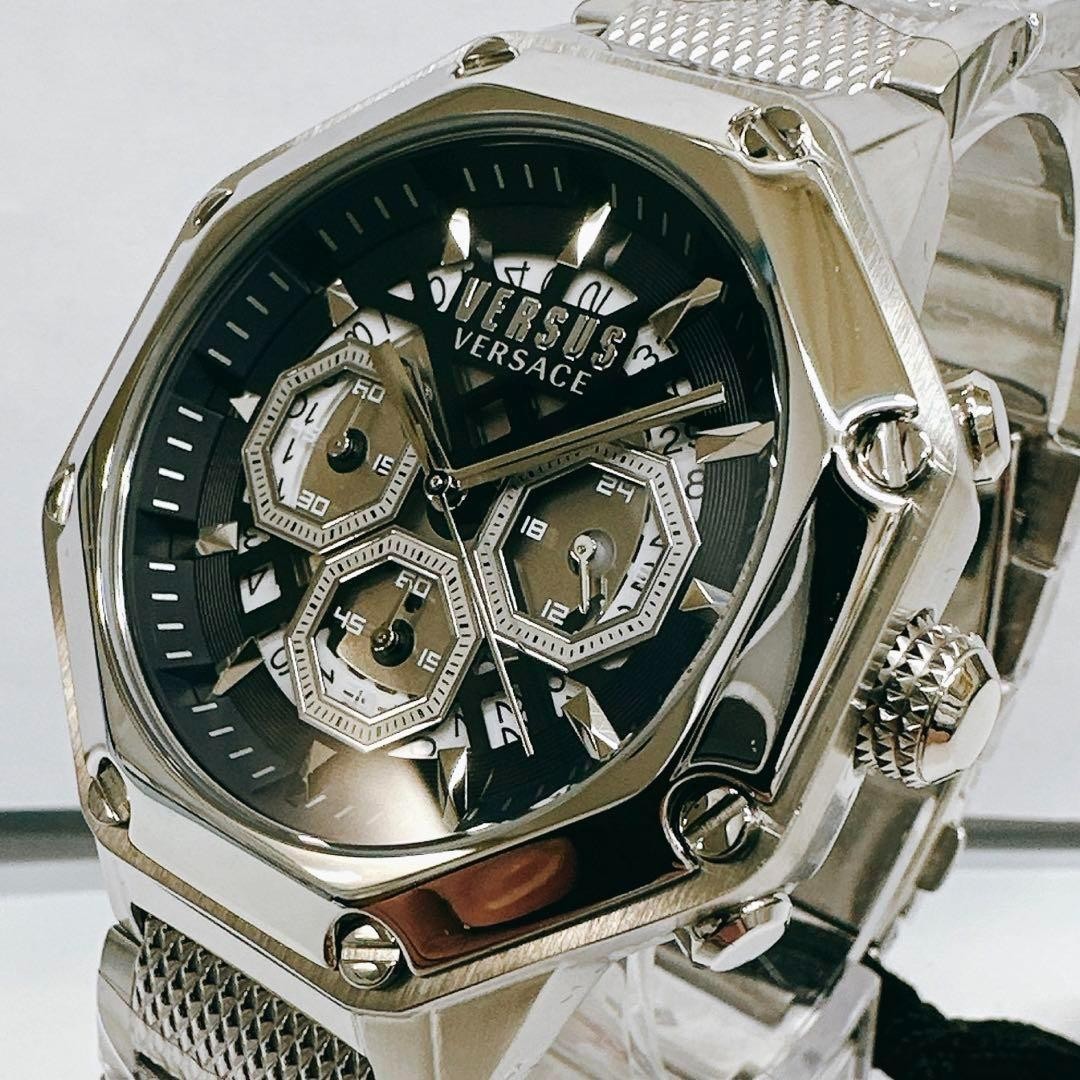VERSACE Palestra Chronograph Black Dial Quartz Stainless Steel Men's Watch New image 2