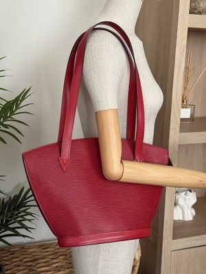 Authentic Louis Vuitton Red Epi Leather Saint Jacques PM Castillan