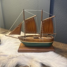 Handmade Folk Art Solid Wood Sailboat Maine S...