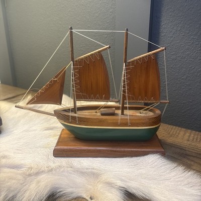 Handmade Folk Art Solid Wood Sailboat Maine State Prison Correctional Facility