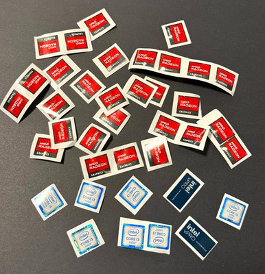 36 Pcs DEFECTIVE Intel /AMD Radeon Graphics Stickers Labels Decals