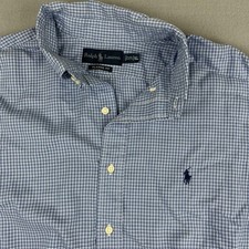 Ralph Lauren Shirt Mens XL Blue Check Classic Fit Button Down Long Sleeve Pony