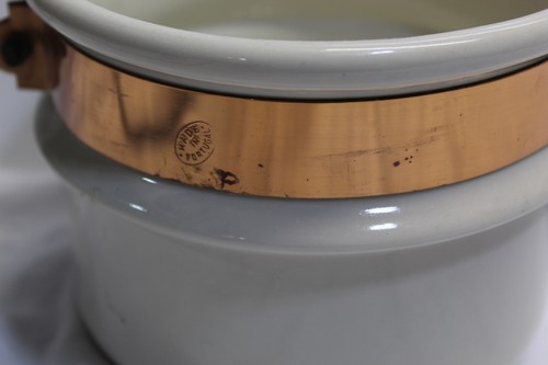 Double Boiler Insert Made in Portugal ~ Ironstone Copper Band Brass Handle - Picture 2 of 7