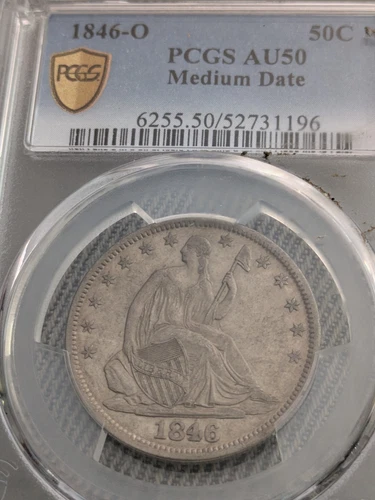 1846-O Seated Liberty Half Dollar, Medium Date PCGS AU-50