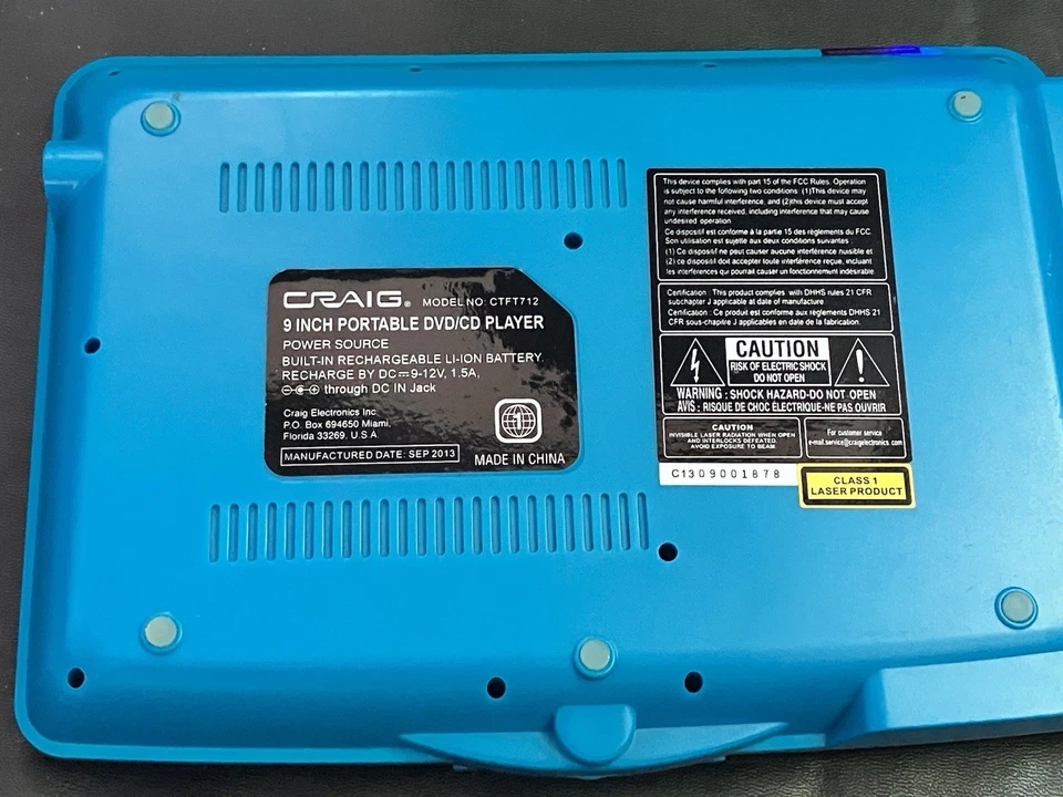 CRAIG Portable DVD Player 9"Swivel Screen Car Charger adapt No Power Cord TESTED - Image 4 of 4