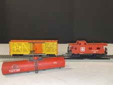 Vintage HO Scale Lot 3 Santa Fe Caboose, Durango Stock Car, CGW Tanker repair