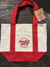 Trader Joe’s Mini Canvas Tote Bag Red 2025 FREE Shipping!