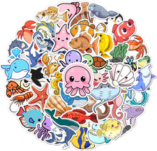 Ocean Stickers 50Pcs Sea Creature under the Sea Animal Vinyl Waterproof Decor 
