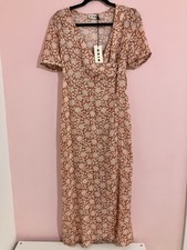 Rixo Katrina Floral Midi Dress New Viscose Wrap Vintage Feel UK 8 Luxury Chic