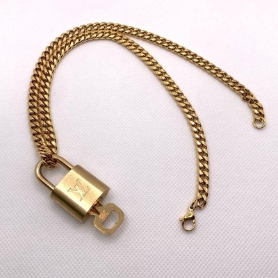 Louis Vuitton LV Padlock Halskette goldfarben GP 316L Kette 50 cm Unisex gebr...
