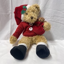 Christmas Bear Russ Berrie SAMMY SANTA 10" Seated Holiday Plush Stuffed Teddy