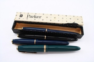 Vintage Parker Fountain Pens Inc Duofold Sllimfold 14ct Gold Nibs Etc x4