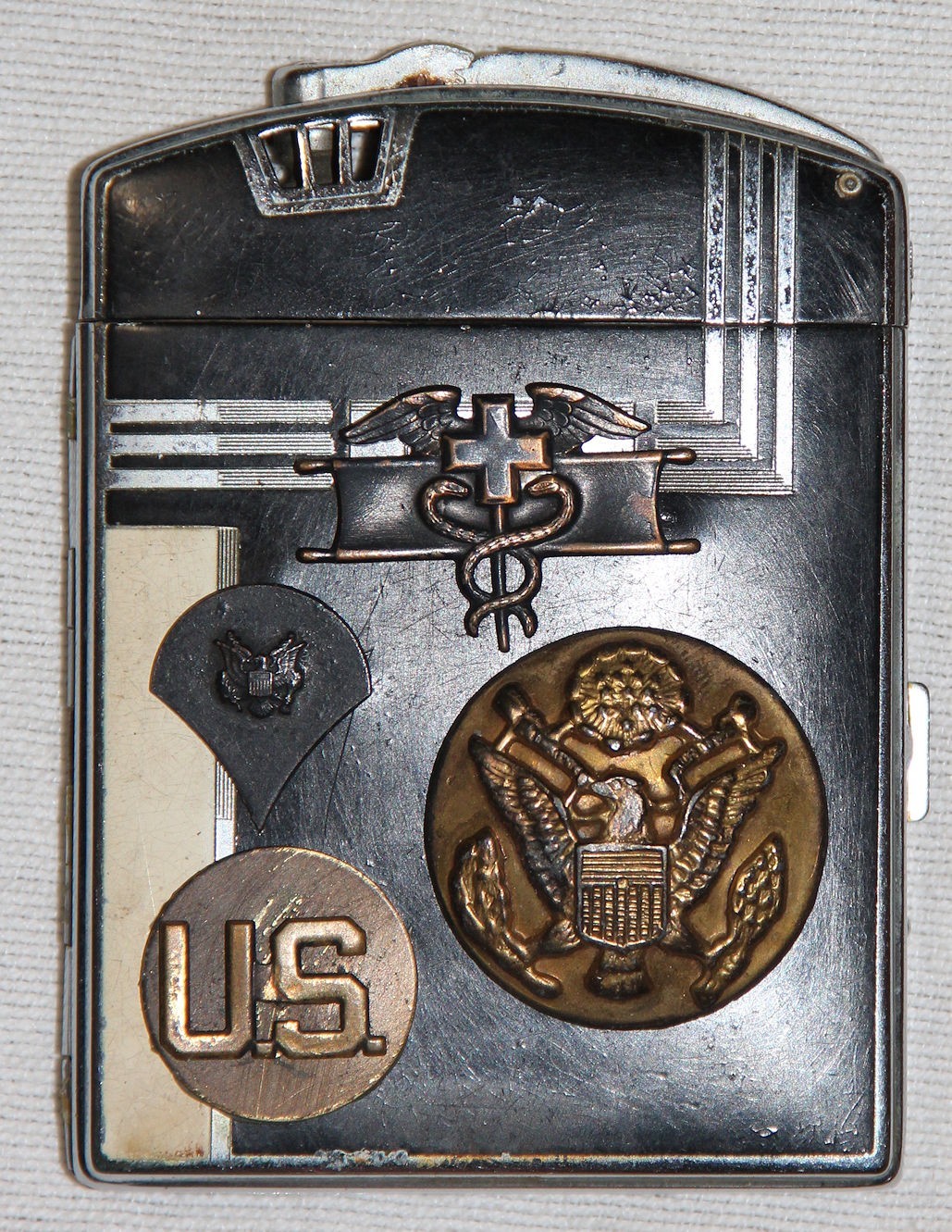 ORIGINAL VIETNAM RONSON CIGARETTE LIGHTER/CIGARETTE CASE W/ 