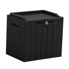  Outdoor Storage Box Storage Box with Lid for Patio 31 Gallon Dark Black