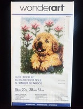 WonderArt Latch Hook Rug Kit - 4102 Flower Pup 15" x 20" Made In USA