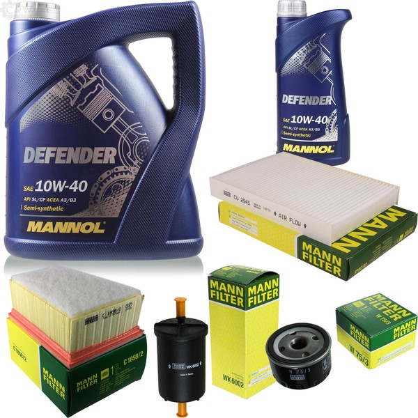 MANN-FILTER Inspektionspaket Mannol 6L Defender 10W-40 FüR Renault Kangoo 1.6-image