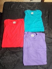 Lot Of 3 Vintage Blank Pocket Tee T-Shirts Single Stitch Medium USA Made