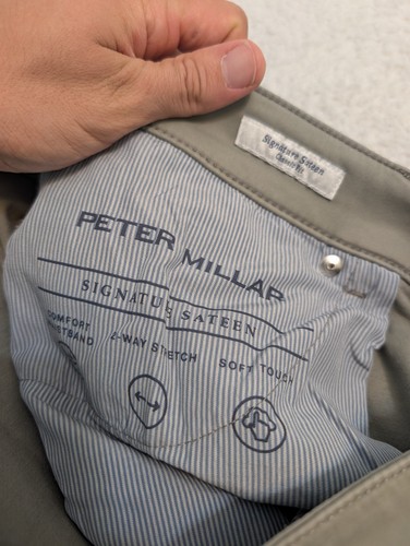 Peter Millar Herren Fünf Taschen Hose Klassisch Signatur Satin 36x27" Grau ME0B40FB - Bild 4 von 10
