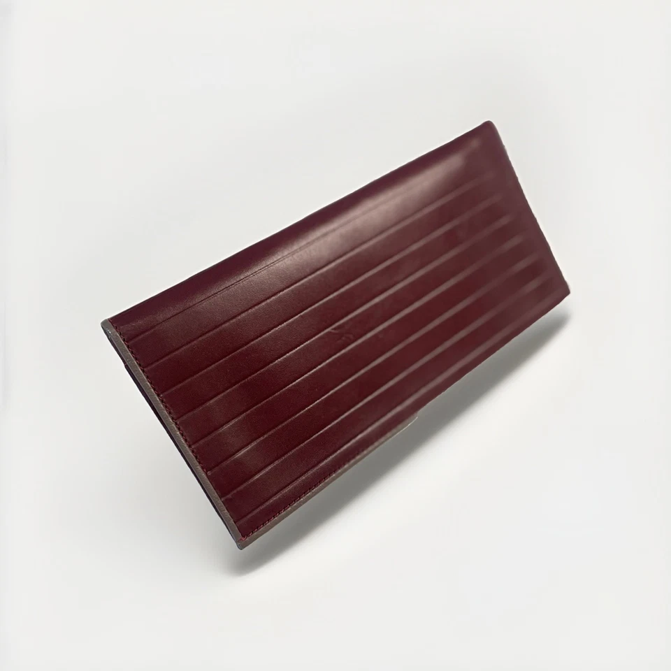 Cartera Continental Givenchy Vintage Cuero Burdeos Larga Borgoña Cierre Solapa Foto 4 de 4