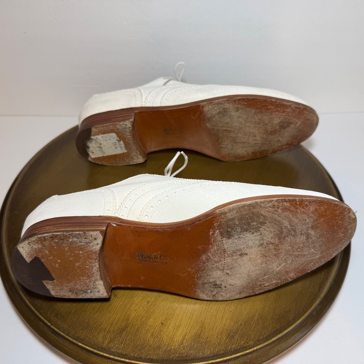 Peal & Co Brooks Brothers Shoes Mens Sz 8.5 D White Suede 