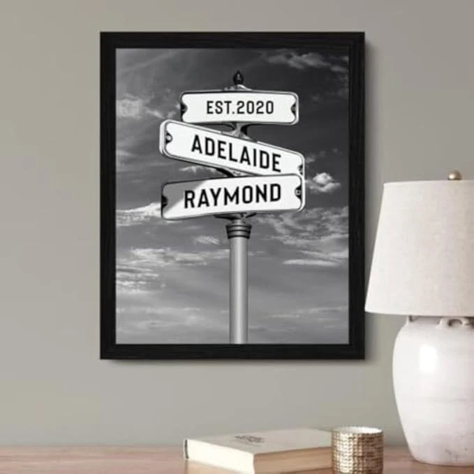 Intersecting Street Sign Canvas, Personalized Street Sign Custom Name Wall Art - Image 2 of 4