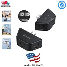 2 Pack Multi Plug Wall Outlet, 3 Way Angled Wall Outlet Extender, 3 Prong Plu...
