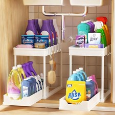 Under Sink Organizers and Storage 2 Pack, Pull-Out Sliding Cabinet Organizer ...